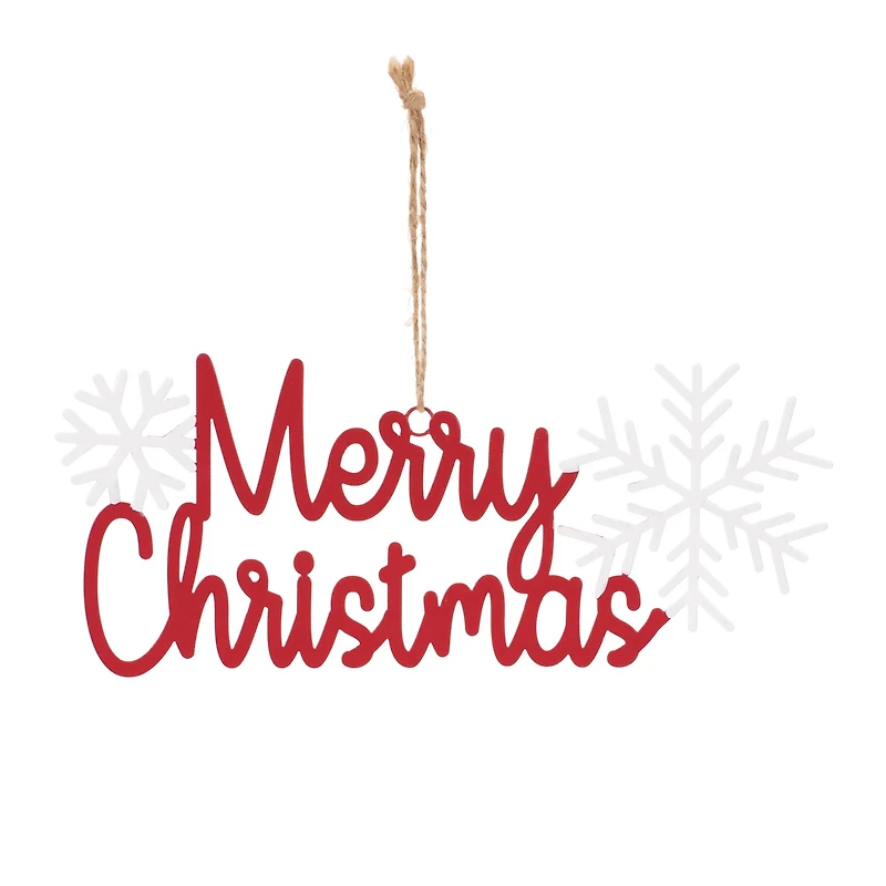 12ct. 3.75" Metal Holiday Sentiment Ornament Set