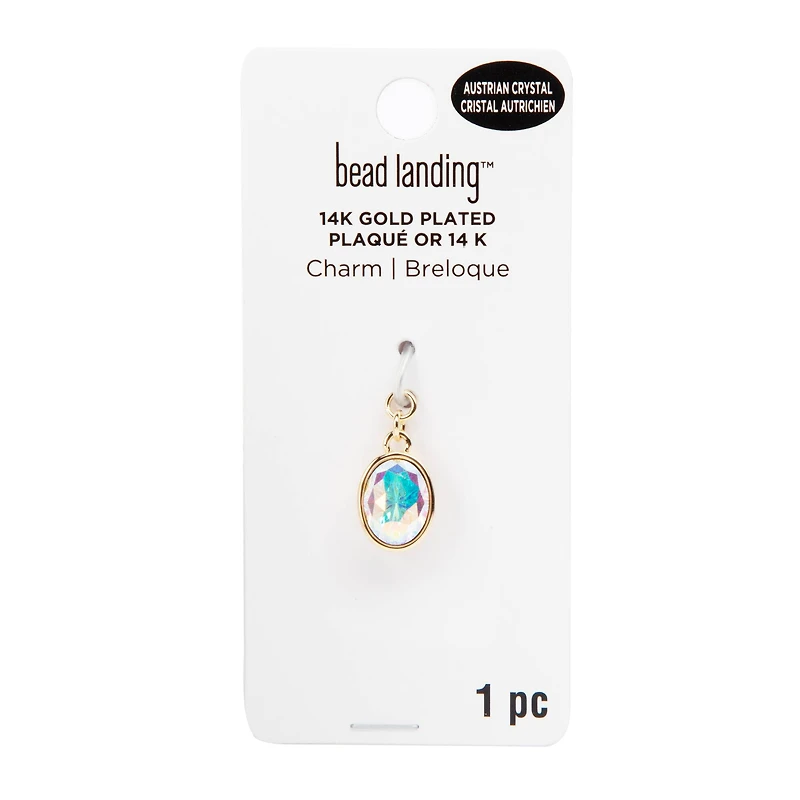 14K Gold Plated AB Austrian Crystal Oval Charm by Bead Landing™