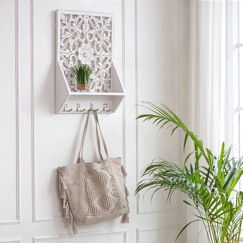 Habitat Decorative Vertical White Carved Wall Hanging