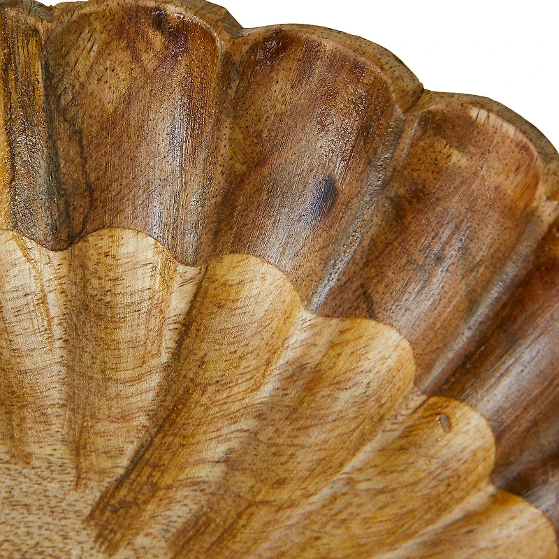 Hello Honey® 8" Natural Boho Carved Wood Bowl with Scalloped Edge