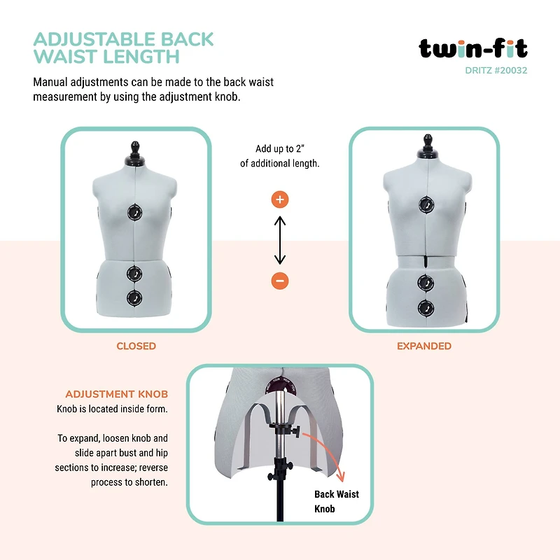 Dritz® Twin-Fit Medium Dress Form with Adjustable Tri-Pod Stand