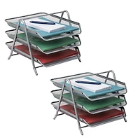 Mind Reader Network Collection Silver Metal Mesh 3-Tier Paper Tray