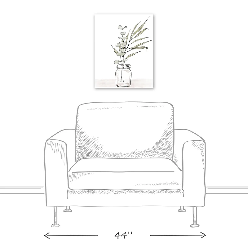 Sketched Jar with Leaves 16" x 20" Canvas Wall Art