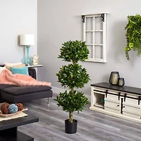 5ft. Potted UV Resistant Triple Bay Leaf Topiary Tree