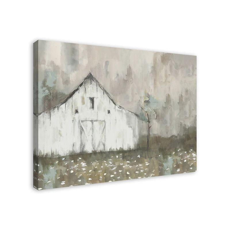 White Distressed Barn 40" x 30" Canvas Wall Art
