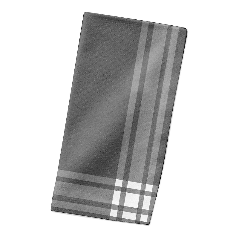 Gray and White Simple Stripes 10" x 10" Cotton Twill Napkin