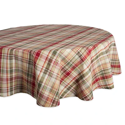 DII® 70" Give Thanks Plaid Round Tablecloth