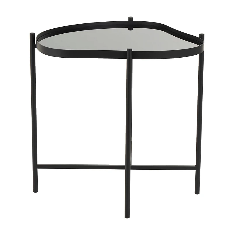 Black Metal Abstract Wavy Accent Table with X-Shaped Base