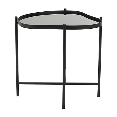 Black Metal Abstract Wavy Accent Table with X-Shaped Base