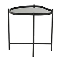 Black Metal Abstract Wavy Accent Table with X-Shaped Base
