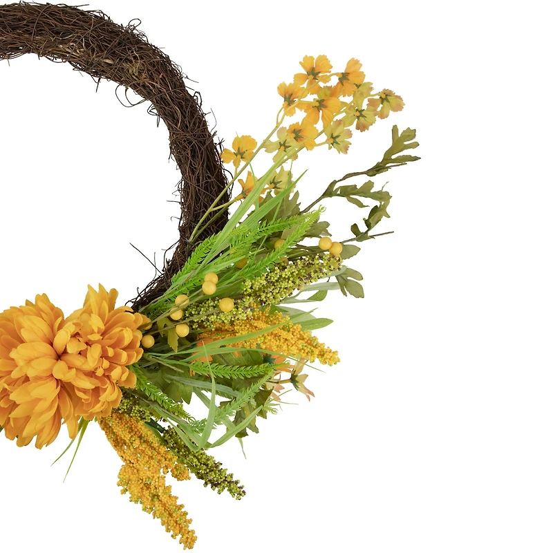 22" Peonies Artificial Fall Harvest Twig Wreath