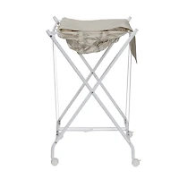 Honey Can Do White/Natural Single Bounce Back Hamper with Wheels and Lid