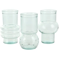 Clear Small Bubble Ribbed Recycled Glass Vase Set