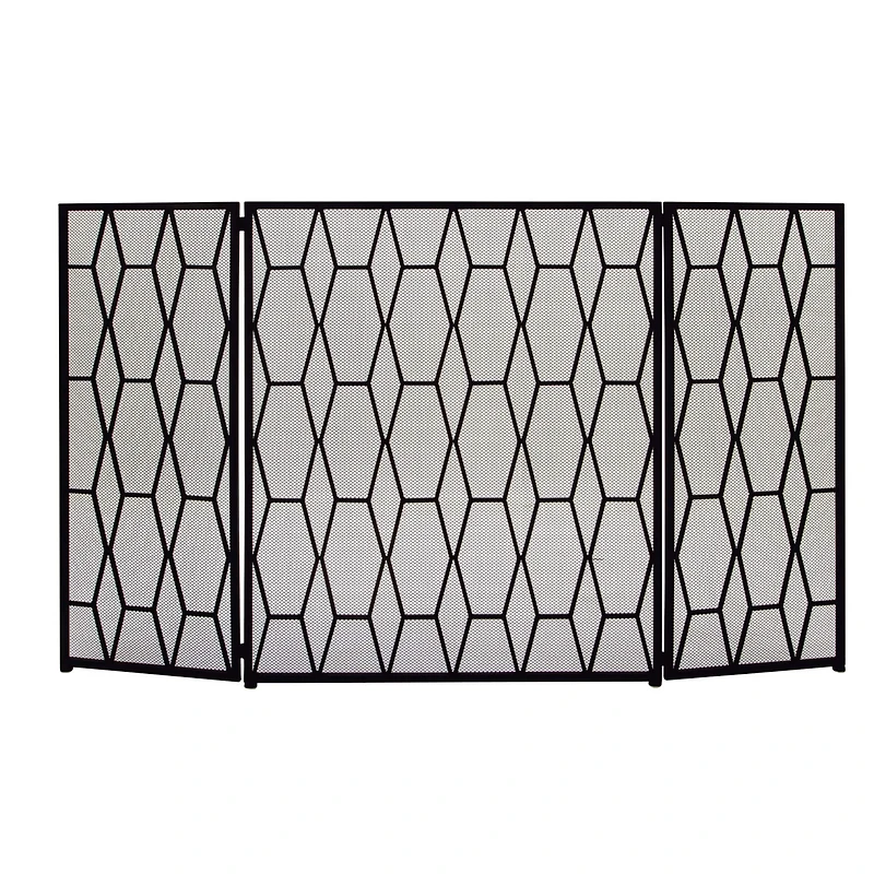 Black Metal Contemporary Fireplace Screen, 31" x 51" x 1"