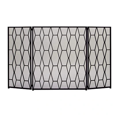 Black Metal Contemporary Fireplace Screen, 31" x 51" x 1"