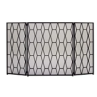 Black Metal Contemporary Fireplace Screen, 31" x 51" x 1"