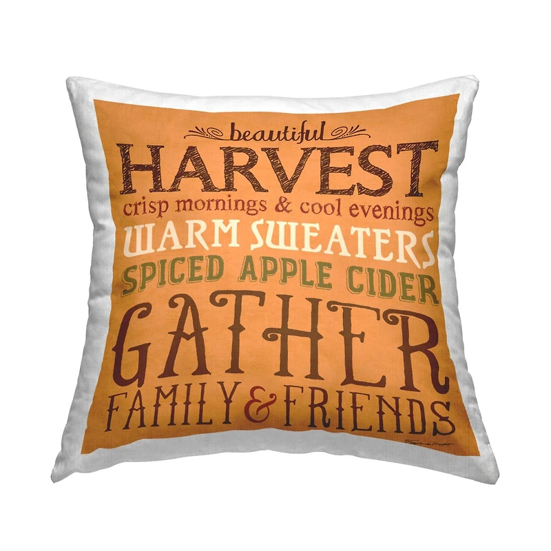 Stupell Industries Beautiful Harvest Fall Autumnal Typography Words Throw Pillow