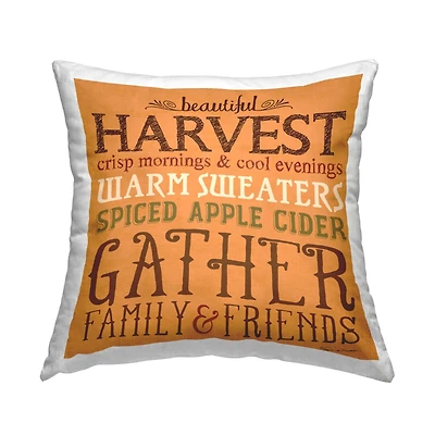 Stupell Industries Beautiful Harvest Fall Autumnal Typography Words Throw Pillow