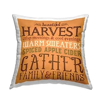 Stupell Industries Beautiful Harvest Fall Autumnal Typography Words Throw Pillow