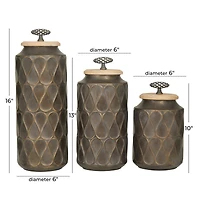 Black Traditional Decorative Jars, Set of 3" 16", 13", 10"