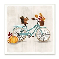 Stupell Industries Squirrel on Blue Bicycle Autumn Foliage Basket ,12" x 12"