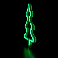 9.5" Green Neon LED Christmas Tree Window Silhouette