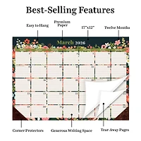2026 Bountiful Blooms Medium Desk Pad Monthly Blotter Calendar
