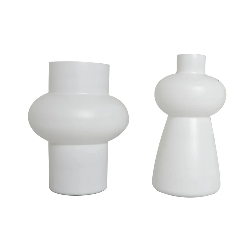 White Glass Unique Trumpet Vase Set