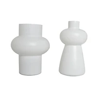 White Glass Unique Trumpet Vase Set