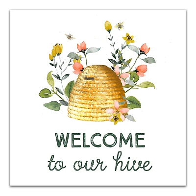 Designs Direct Welcome To Our Hive Canvas Wall Art