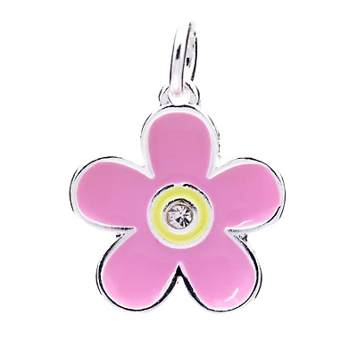 Silver Plated Pink Flower Charm by Bead Landing™