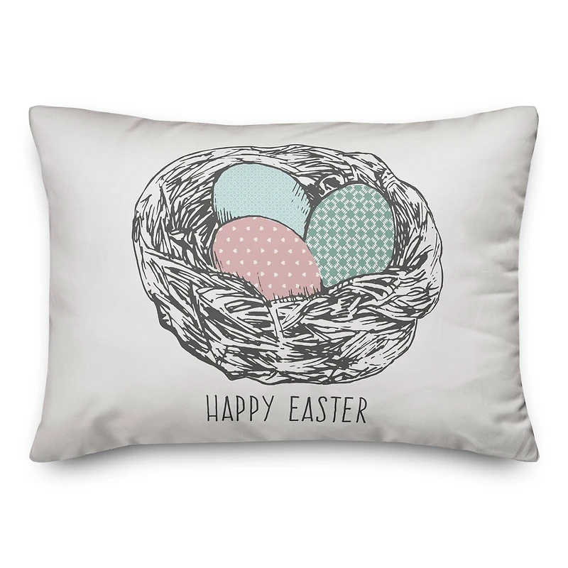 Happy Easter Eggs Throw Pillow