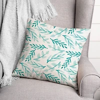 Blue Leafy Branches Throw Pillow