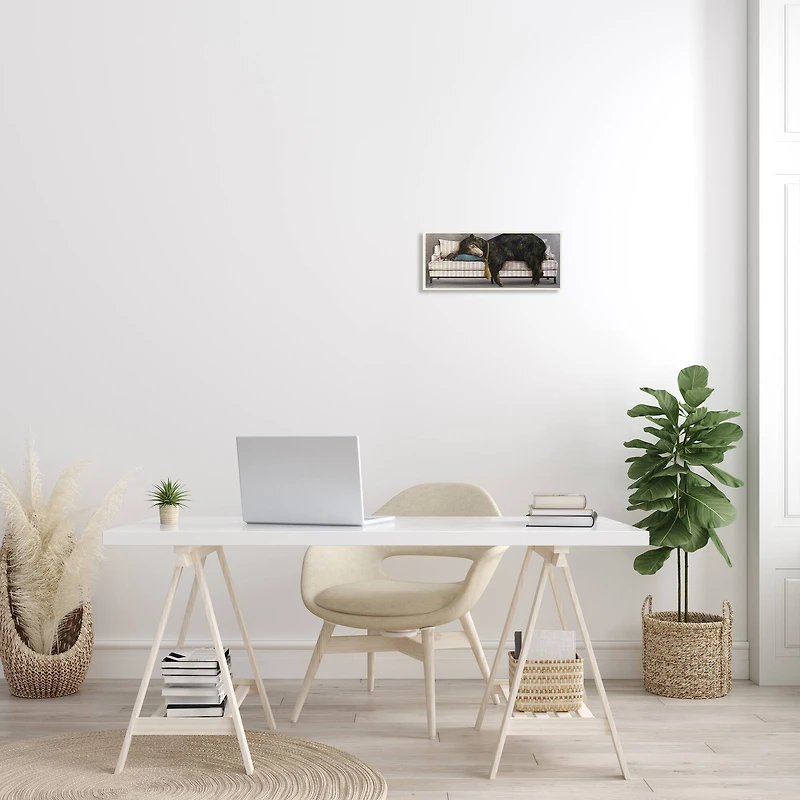 Stupell Industries Exhausted Papa Bear Sleeping Business Tie Modern Couch,7" x 17"