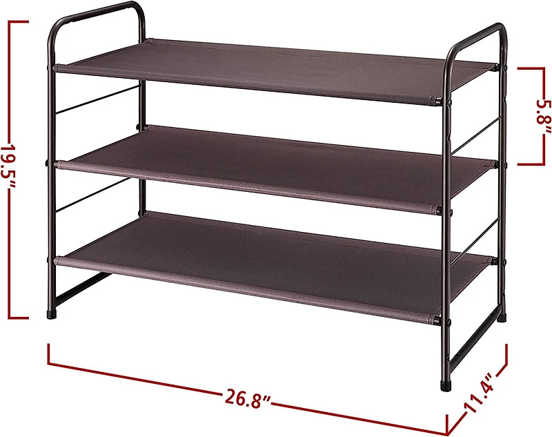 NEX™ Oumilen Bronze 3-Tier Stackable Shoe Rack