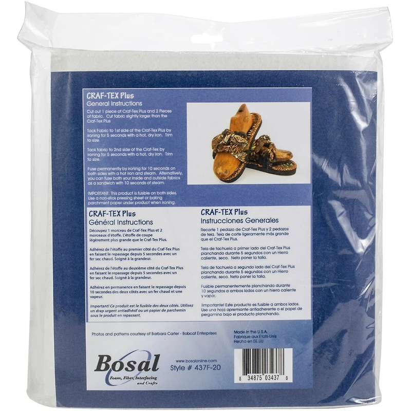 Bosal Craf-Tex Plus Double-Sided Fusible Foam Craft Pack, 20" x 36"