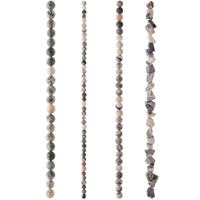 6 Pack: Matte Pink Zebra Stone Beads Value Pack by Bead Landing™
