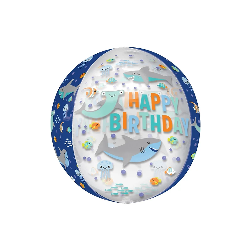 Orbz® XL™ 16" Happy Birthday Sharks Foil Balloon