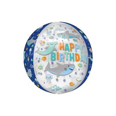 Orbz® XL™ 16" Happy Birthday Sharks Foil Balloon