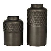 Dark Gray Metal Modern Vase Set