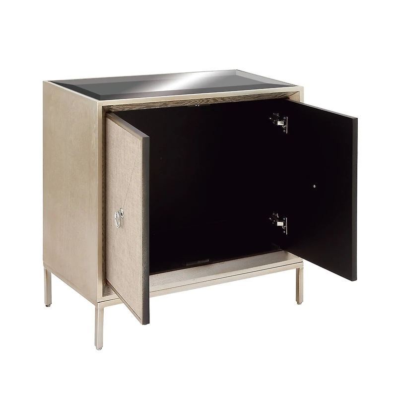 Beige Wood Glam Cabinet