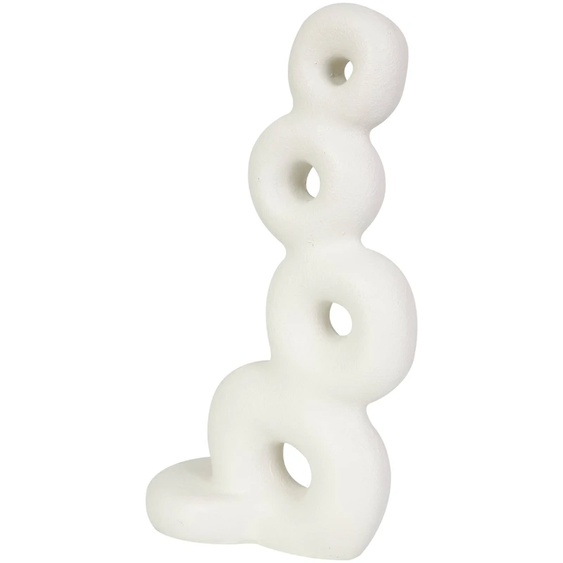 18" White Abstract Stacked Circle Ring Sculpture