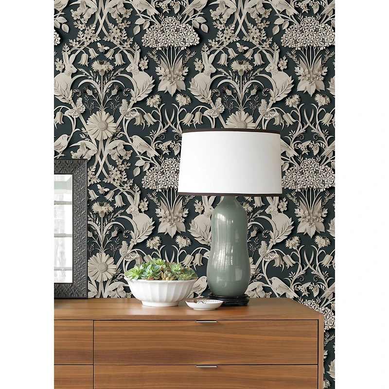 NuWallpaper Charcoal Eloise Peel & Stick Wallpaper