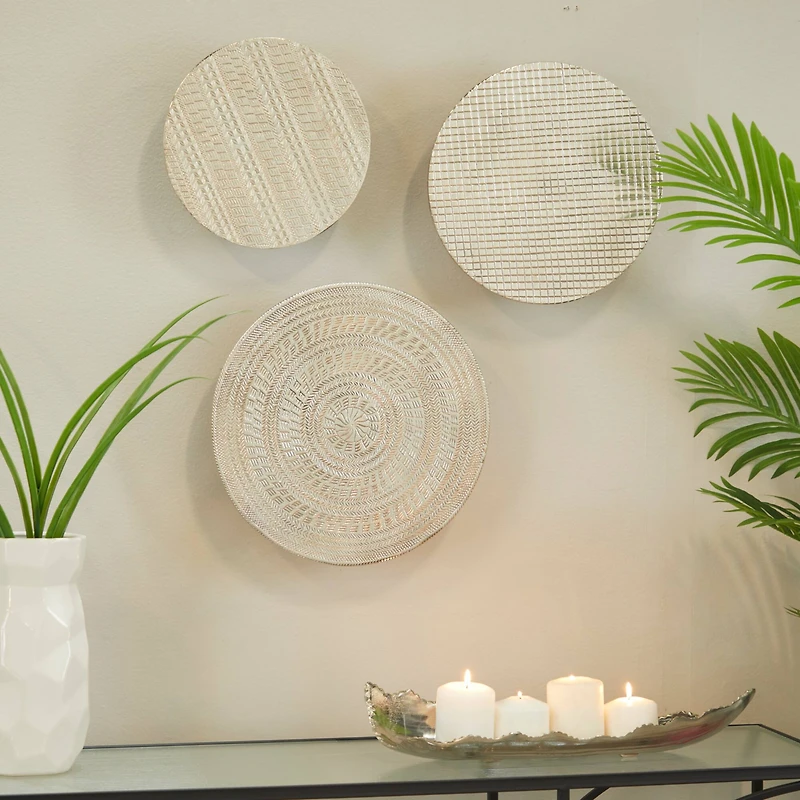 Silver Aluminum Modern Wall Decor, Set of 3 11", 13", 15"