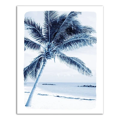 Navy Beach Palm Canvas Wall Art