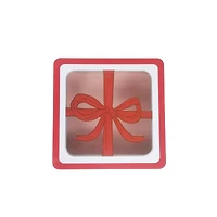 Red Bow with Clear Window Square Christmas Tin by Makery™