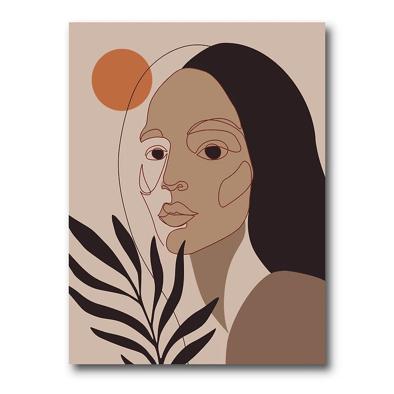 Designart - Retro Minimal Portrait of Young Woman