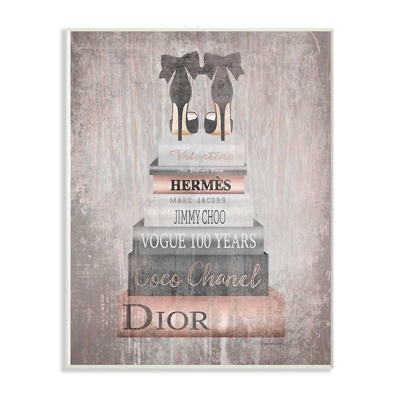 Stupell Industries Luxury Fashion Book Stack & Black Heels Wall Plaque