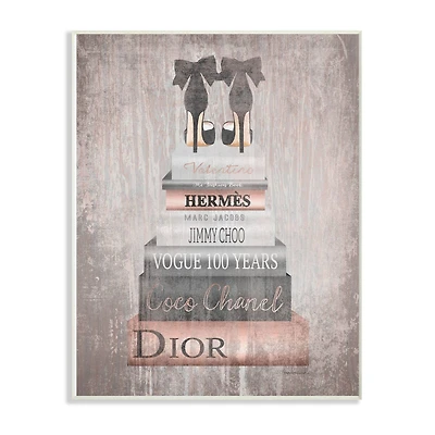 Stupell Industries Luxury Fashion Book Stack & Black Heels Wall Plaque
