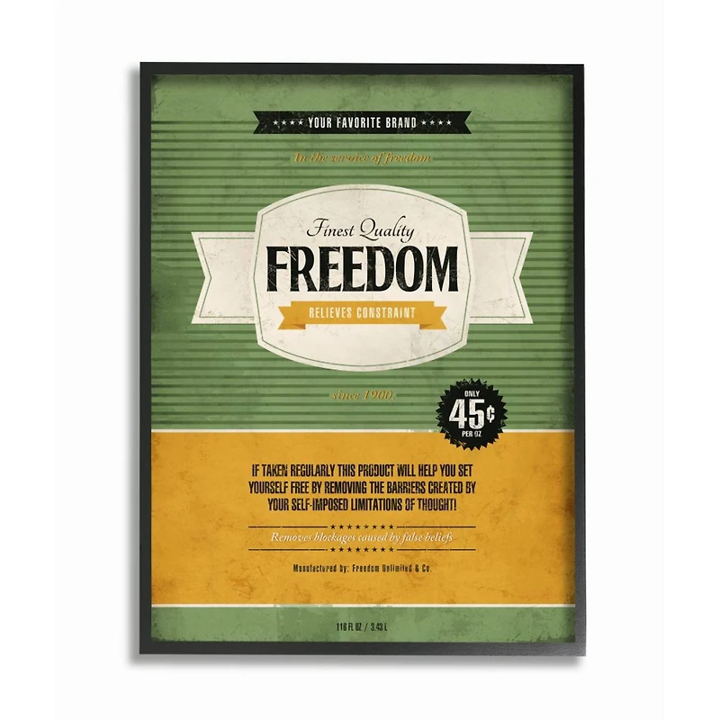 Stupell Industries Finest Quality Freedom Black Framed Wall Art